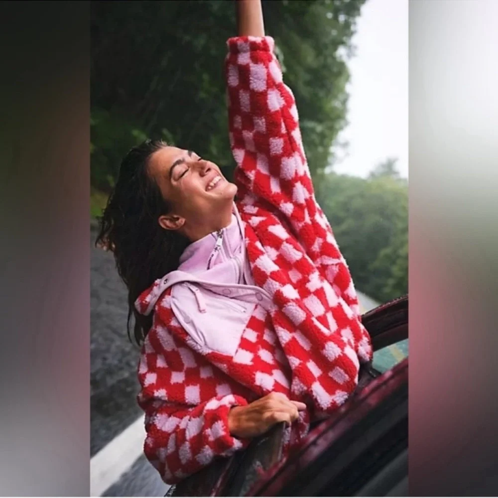 RARE Free People Movement | Hit The Slopes Checkered Fleece Pullover | Medium - Picture 3 of 13